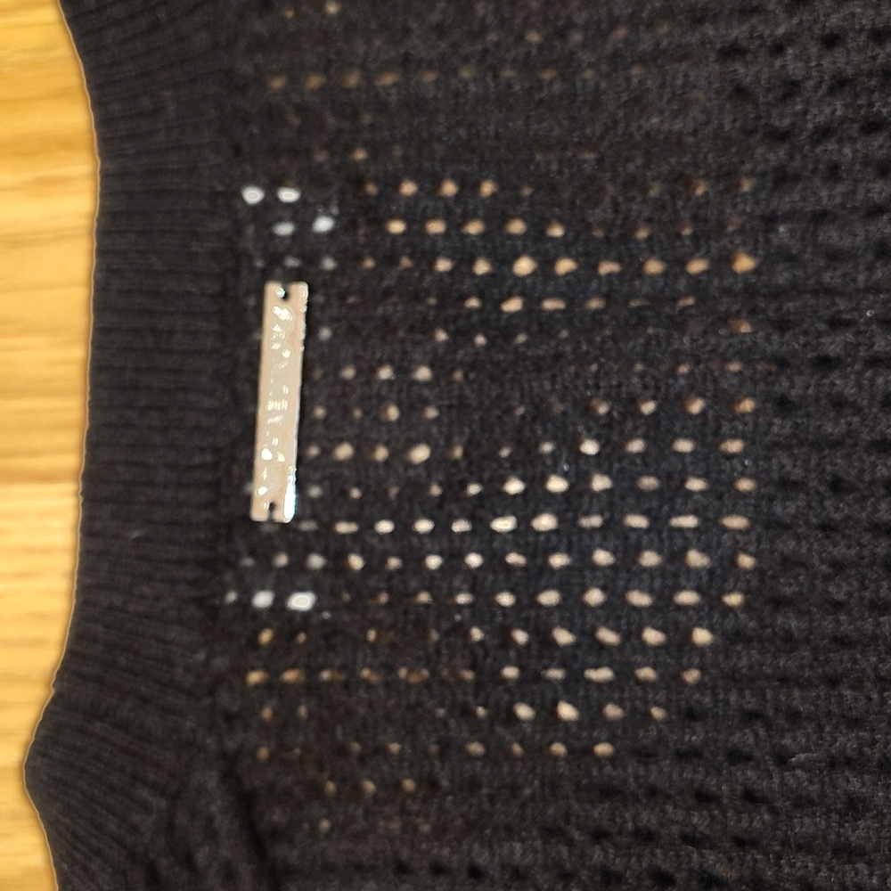 Michael Kors Women's Open Knit Cashmere Sweater - Black - Picture 6 of 7